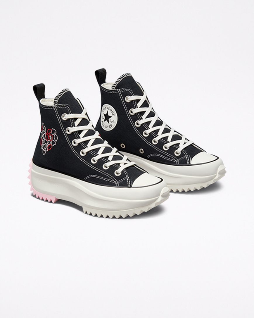 Topanky Na Platforme Converse Run Star Hike Embroidered Hearts Vysoke Panske Čierne Červené | SK J5DZG5